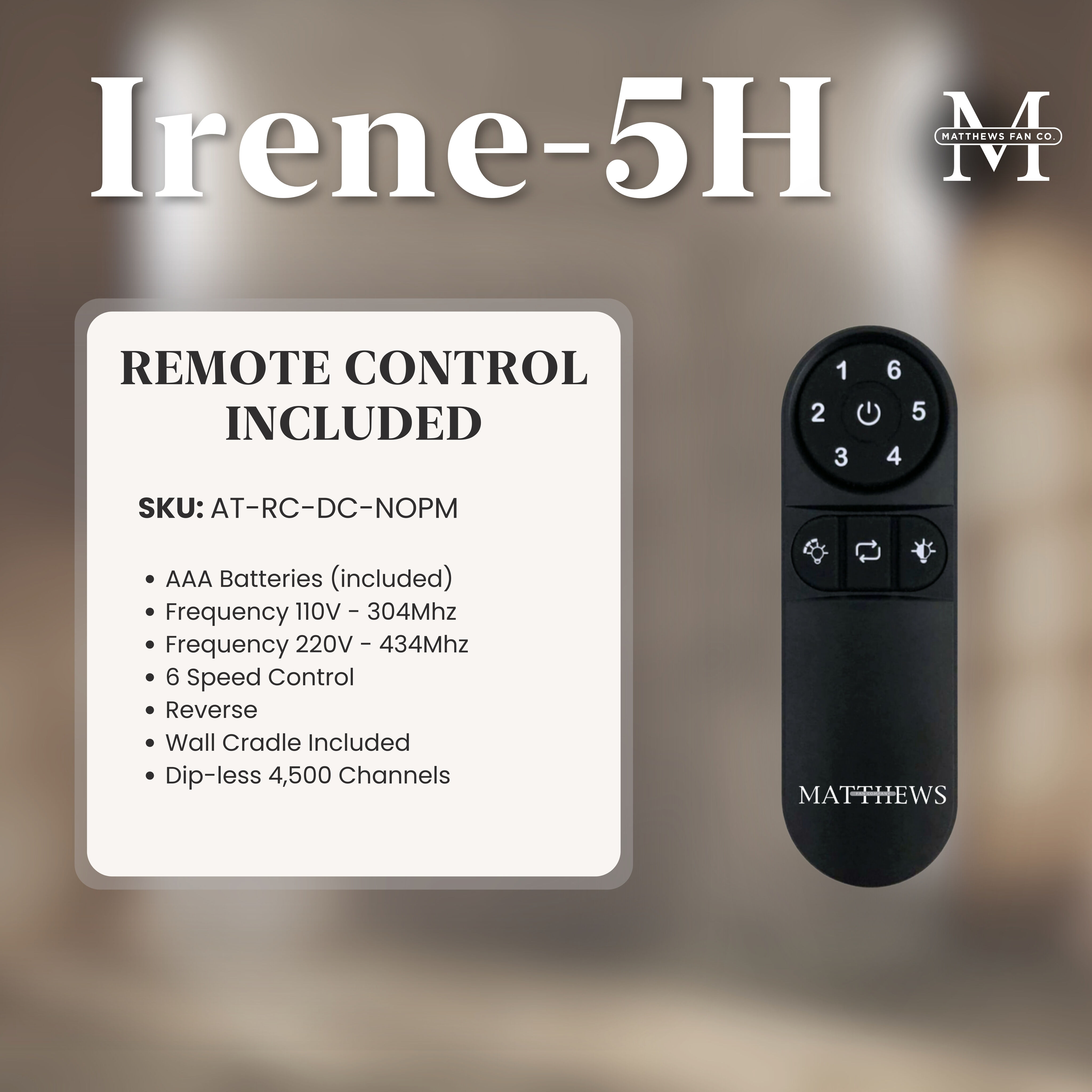 Atlas Irene-5H 42 inch Brushed Bronze with Matte Black Blades Flush Mount Paddle Fan, Flush Mounted