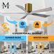 Atlas Irene-5H 60 inch Brushed Brass with Barnwood Tone Blades Ceiling Mount Paddle Fan in Barn Wood, Flush Mounted