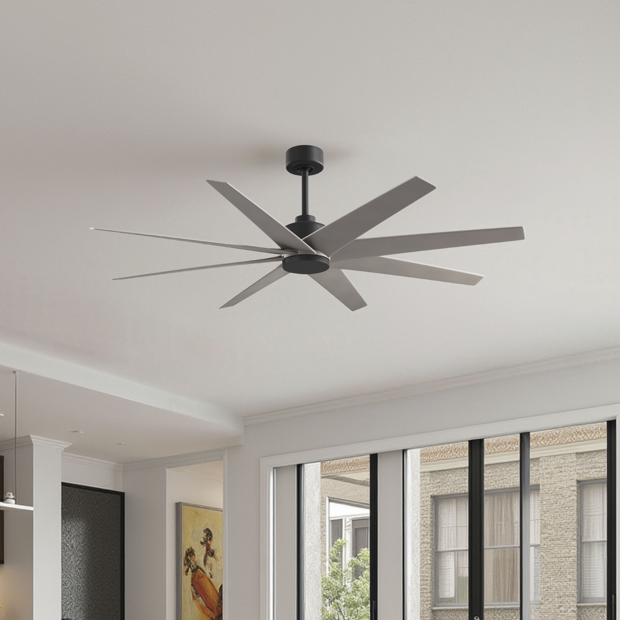 Atlas Ariella 64 inch Matte Black with Brushed Nickel Blades Ceiling Fan