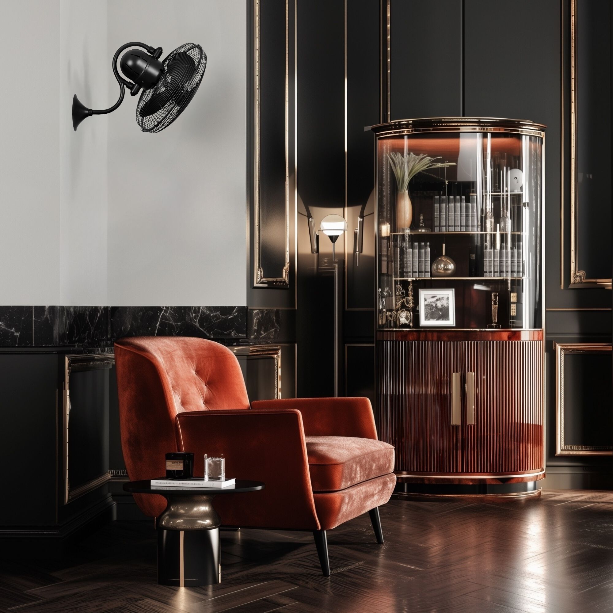 Atlas Laura 19.5 inch Matte Black Oscillating Wall Fan, Atlas