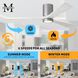 Atlas Irene-3HLK 60 inch Brushed Nickel with Matte White Blades Ceiling Fan, Flush Mounted