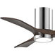 Atlas Irene-3HLK 42 inch Polished Chrome with Walnut Tone Blades Ceiling Mount Paddle Fan, Flush Mounted