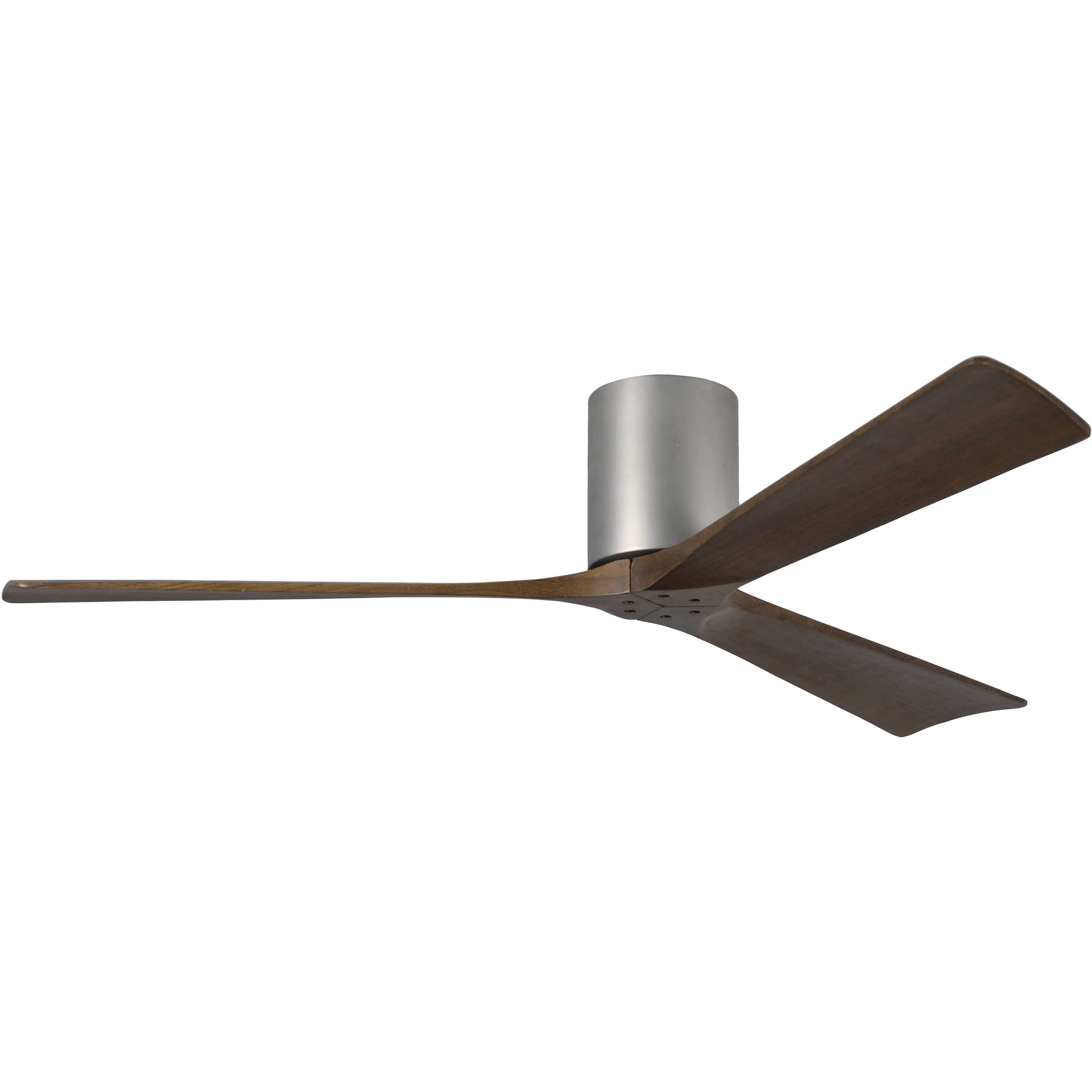 Atlas Irene-3H 60 inch Brushed Nickel with Walnut Tone Blades Flush Mount Paddle Fan, Flush Mounted