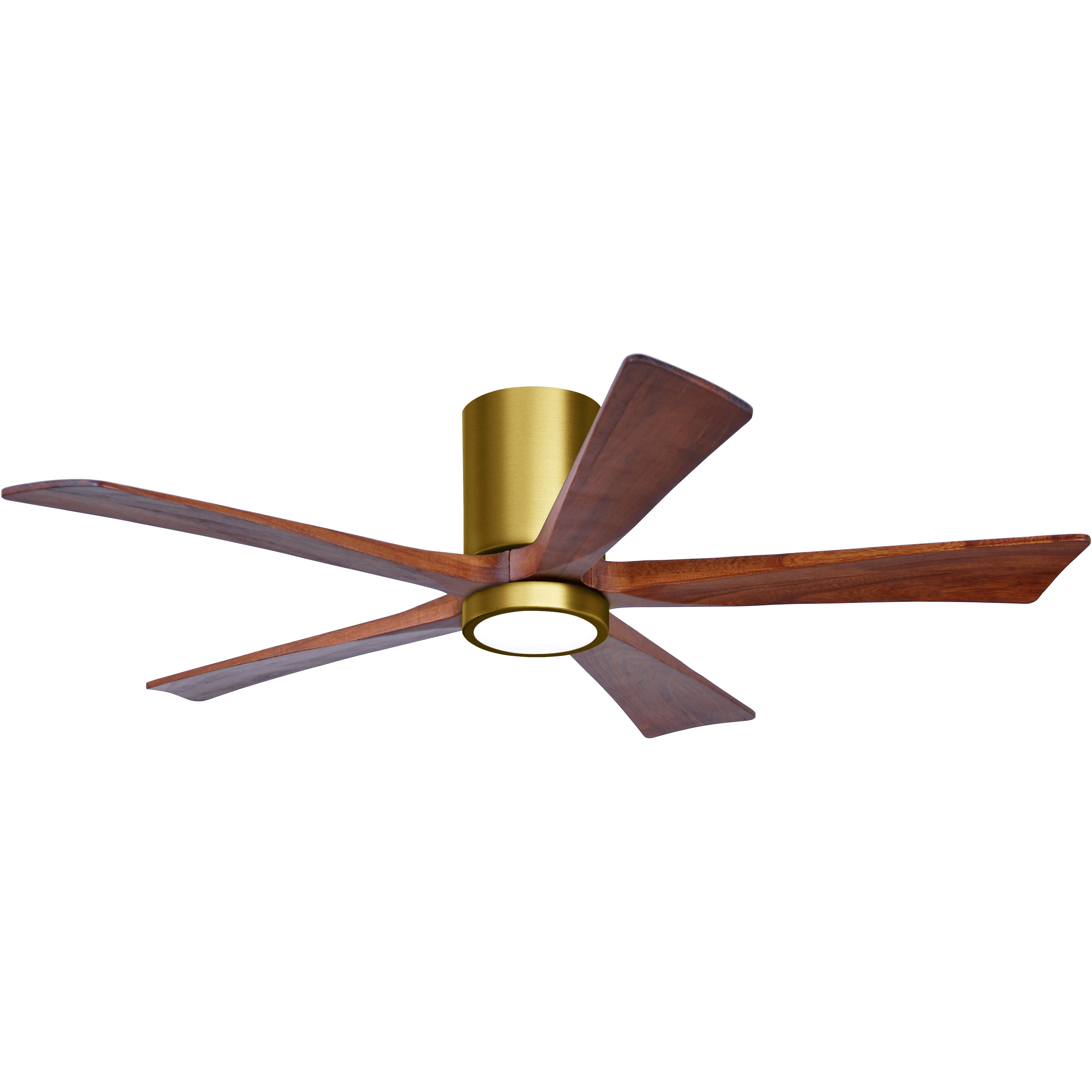 Atlas Irene-5HLK 52 inch Brushed Brass with Walnut Tone Blades Flush Mount Paddle Fan, Flush Mounted