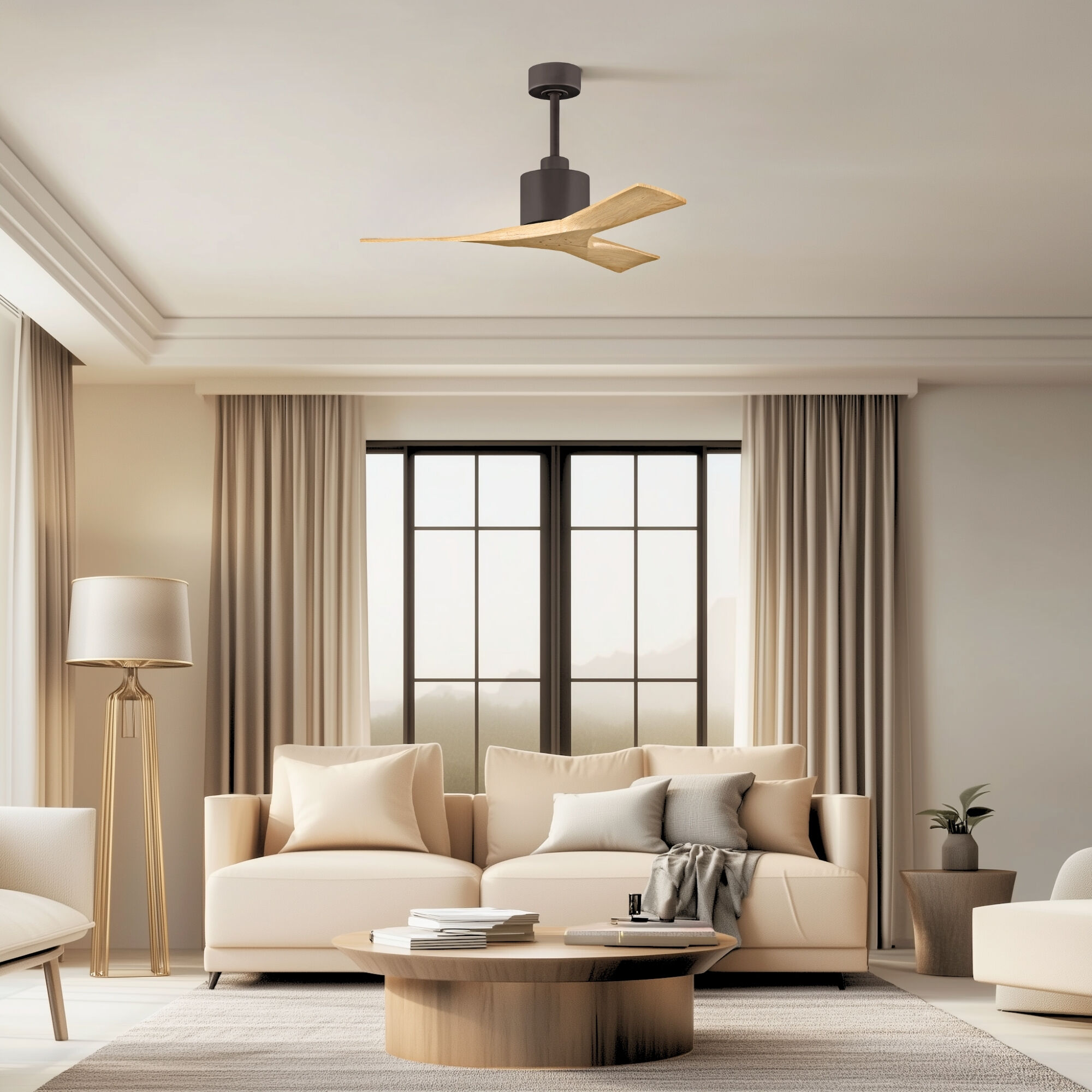 Atlas Nan 42 inch Textured Bronze with Light Maple Tone Blades Ceiling Fan