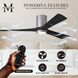 Atlas Irene-3HLK 42 inch Brushed Nickel with Matte Black Blades Ceiling Fan, Flush Mounted