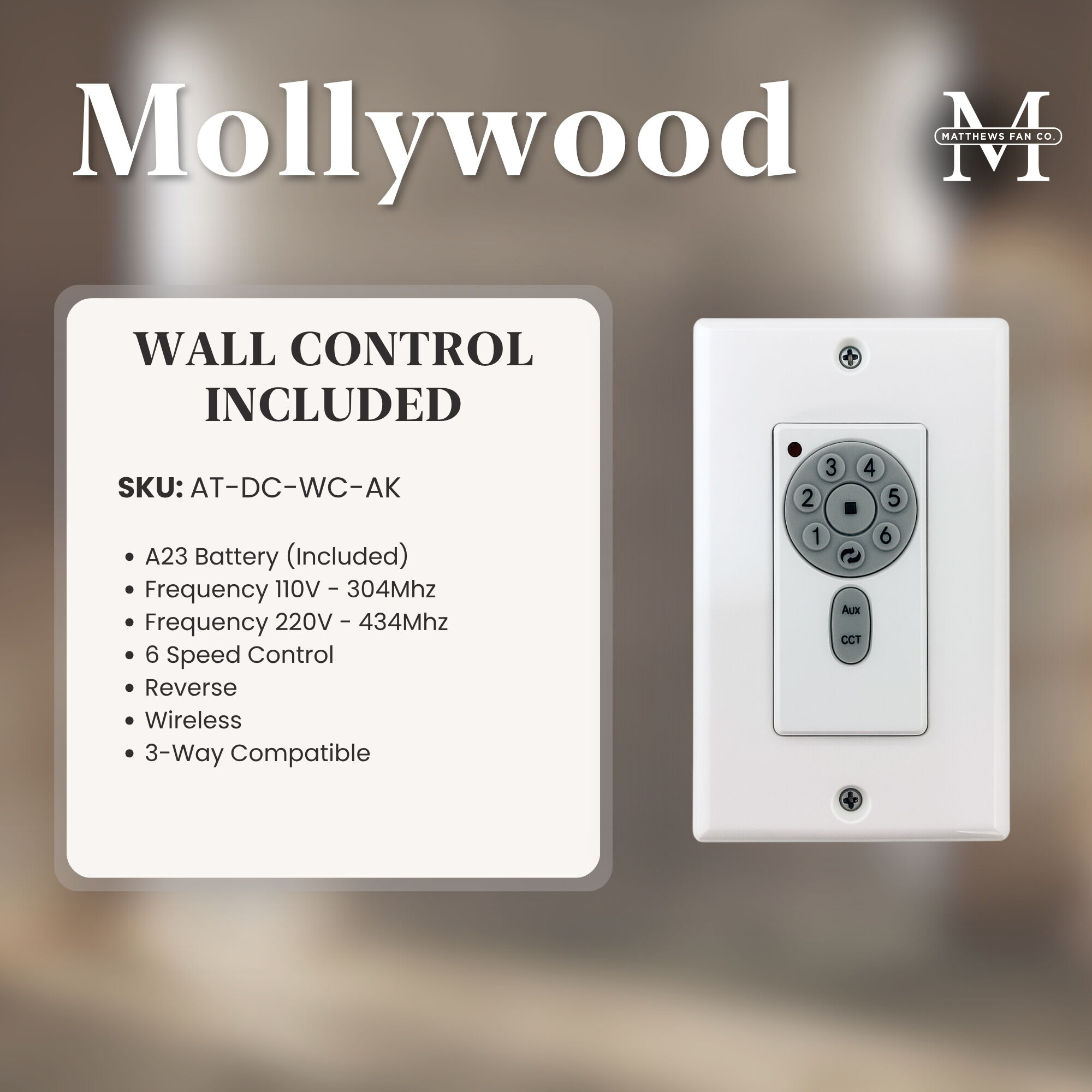 Atlas Mollywood 60 inch Matte Black with Walnut Tone Blades Ceiling Fan, Atlas