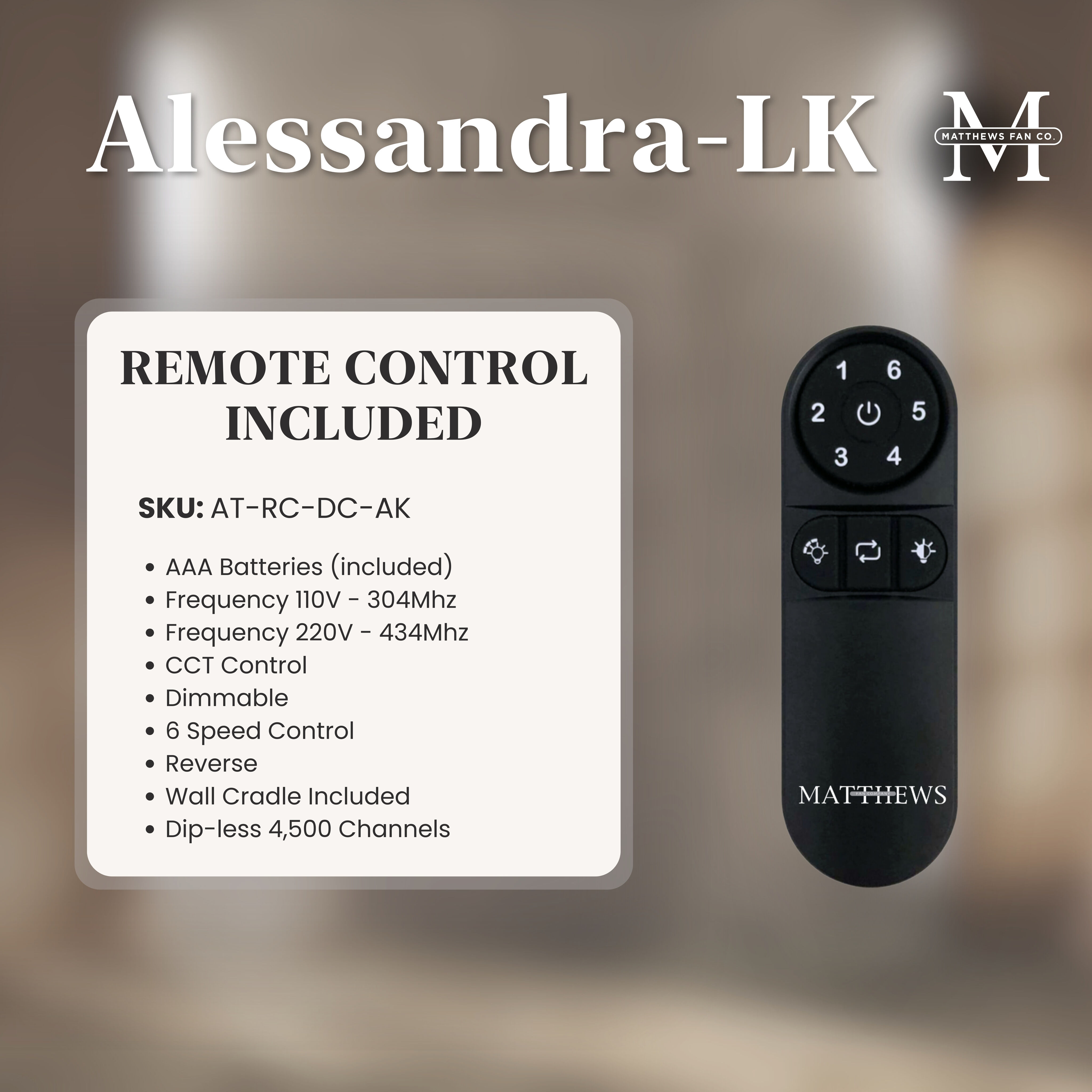 Atlas Alessandra - LK 56 inch Textured Bronze with Matte Black Blades Ceiling Fan