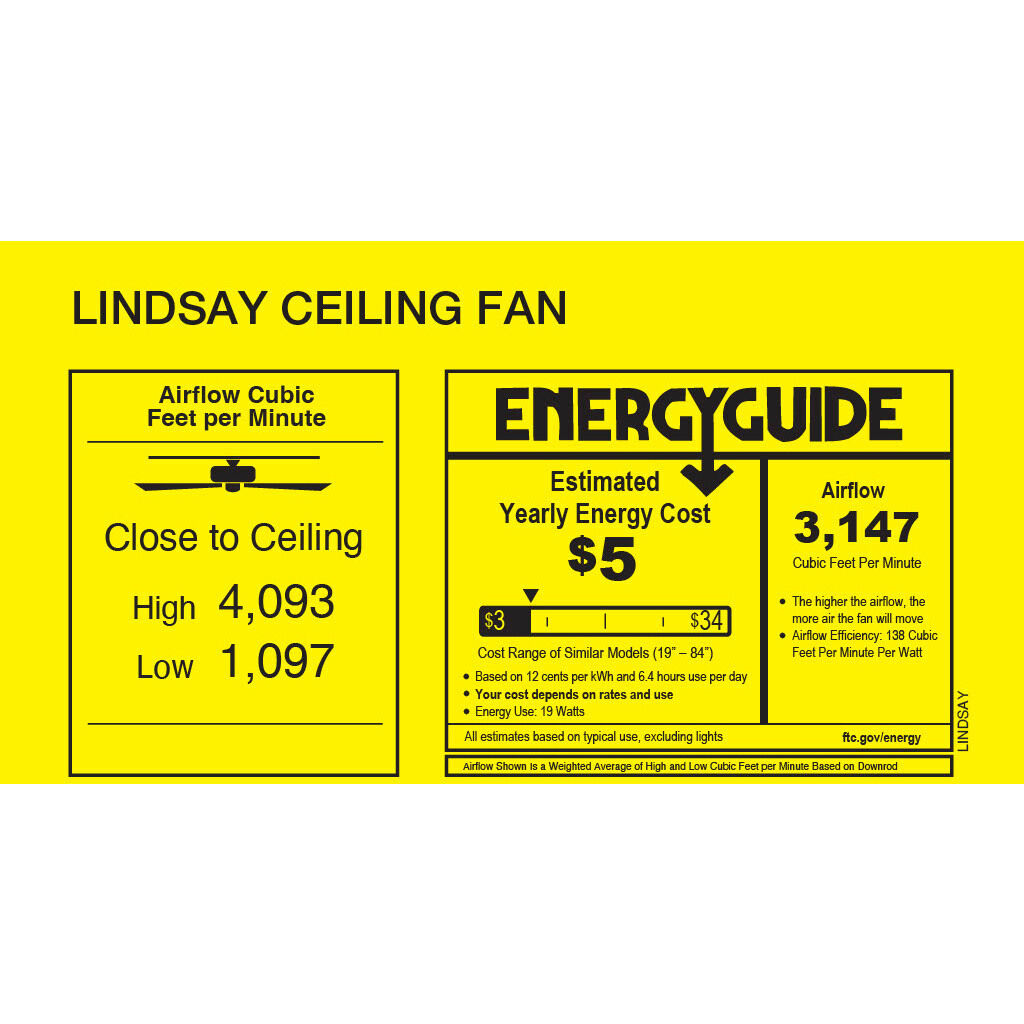 Atlas Lindsay 52 inch Matte Black with Walnut Tone Blades Ceiling Fan, Atlas