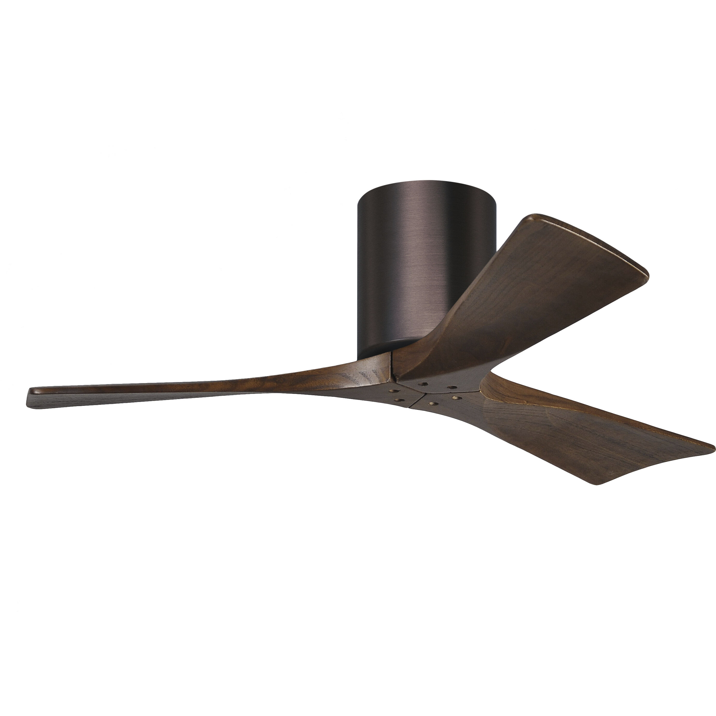 Atlas Irene-3H 42 inch Brushed Bronze with Walnut Tone Blades Flush Mount Paddle Fan, Flush Mounted