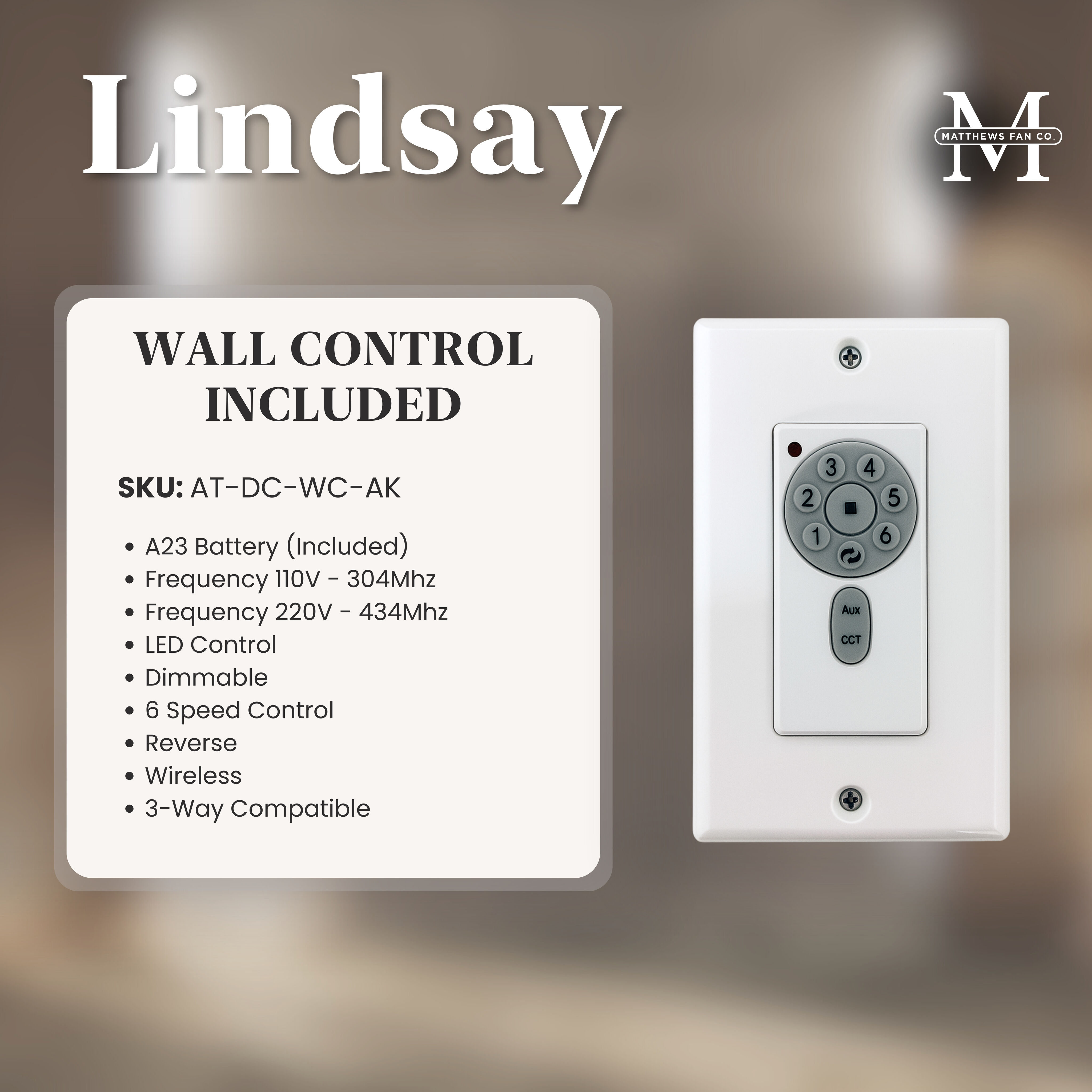 Atlas Lindsay 52 inch Matte Black with Walnut Tone Blades Ceiling Fan, Atlas