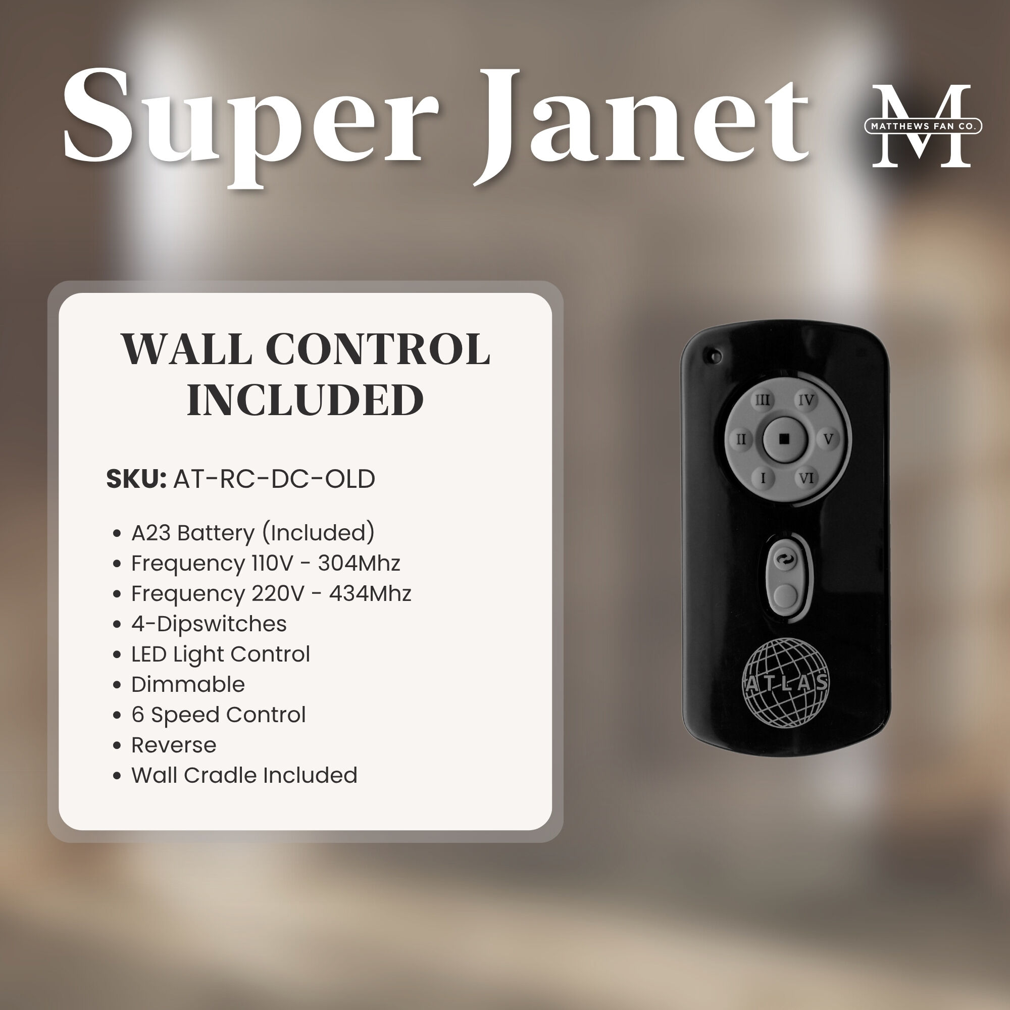 Atlas Super Janet 52 inch Gloss White with Walnut Tone Blades Ceiling Fan, Paddle Fan