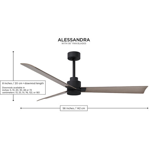 Atlas Alessandra-LK 56 inch Matte Black Indoor/Outdoor Ceiling Fan